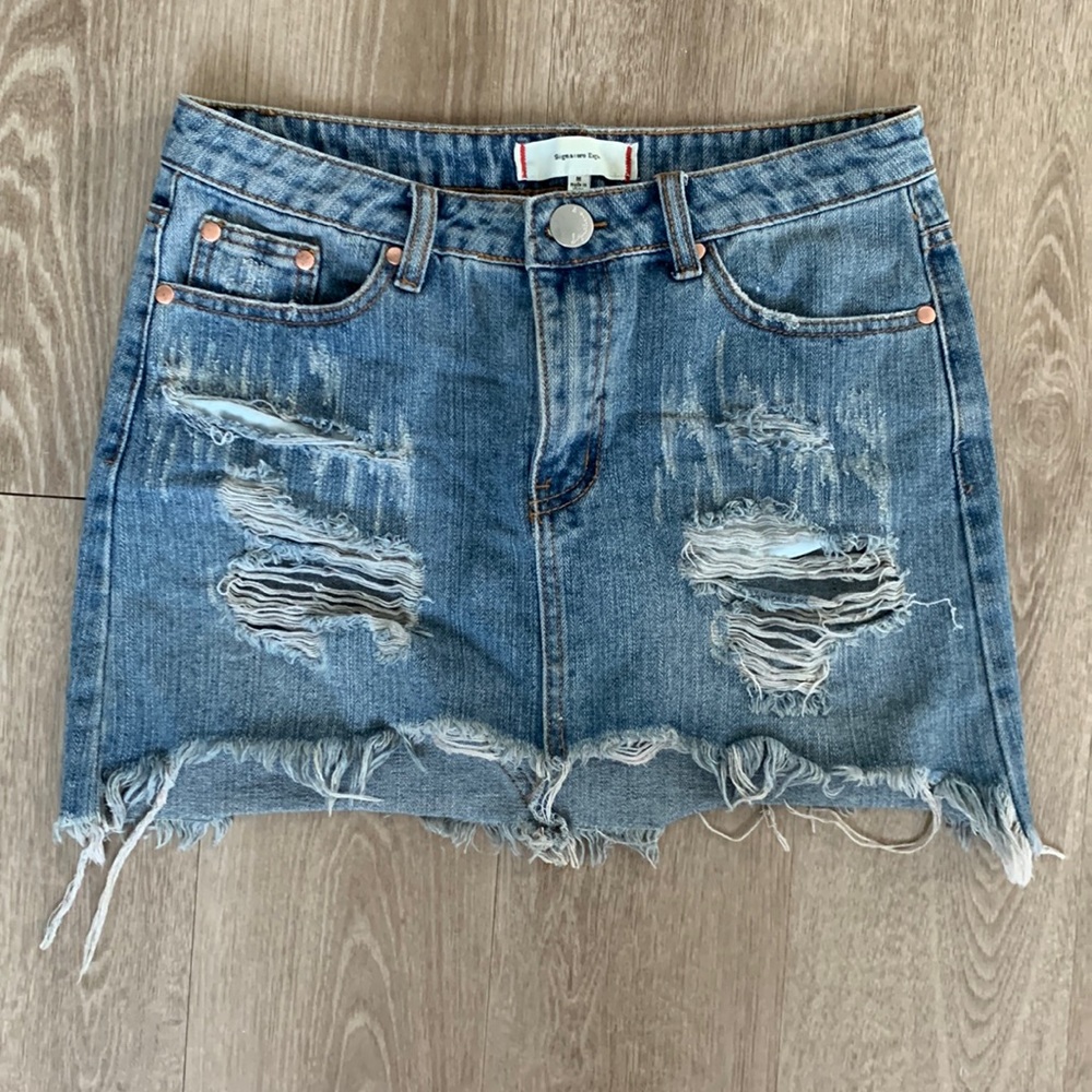 Distressed Jean Skirt